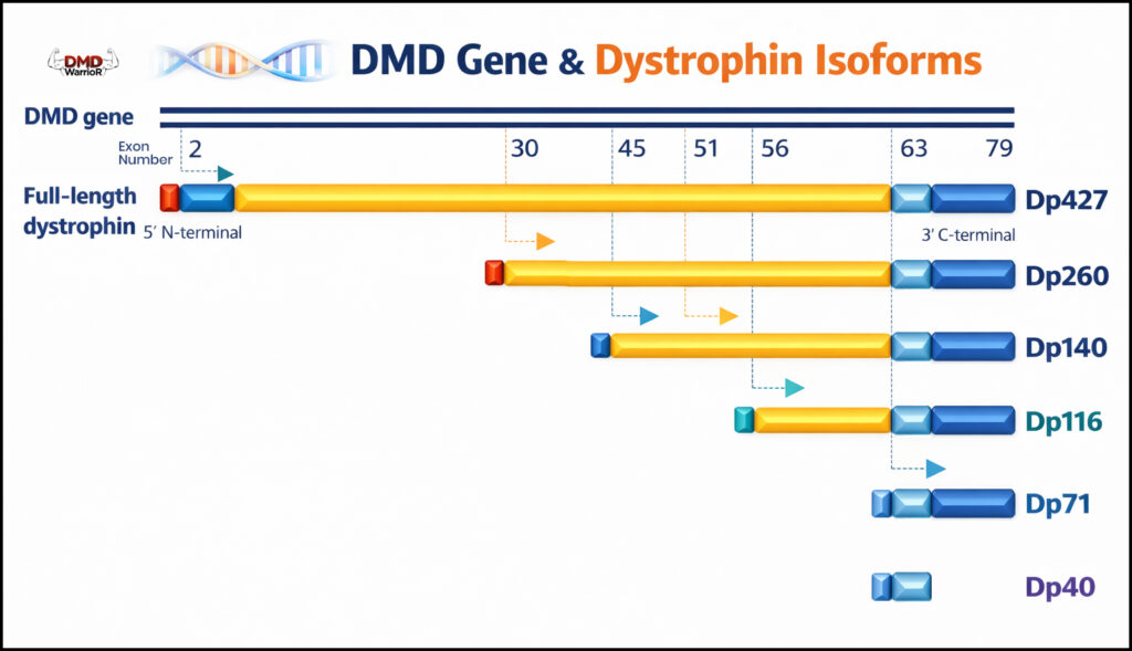 Effects of Exon Deletions and Isoform Deficiencies in Duchenne Muscular Dystrophy