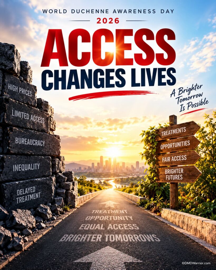 World Duchenne Awareness Day 2026 (#WDAD2026) 7 World Duchenne Awareness Day 2026 campaign image promoting fair access to Duchenne treatments and brighter futures