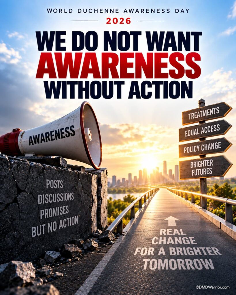 World Duchenne Awareness Day 2026 (#WDAD2026) 12 World Duchenne Awareness Day 2026 advocacy graphic calling for action on Duchenne treatment access and patient opportunities